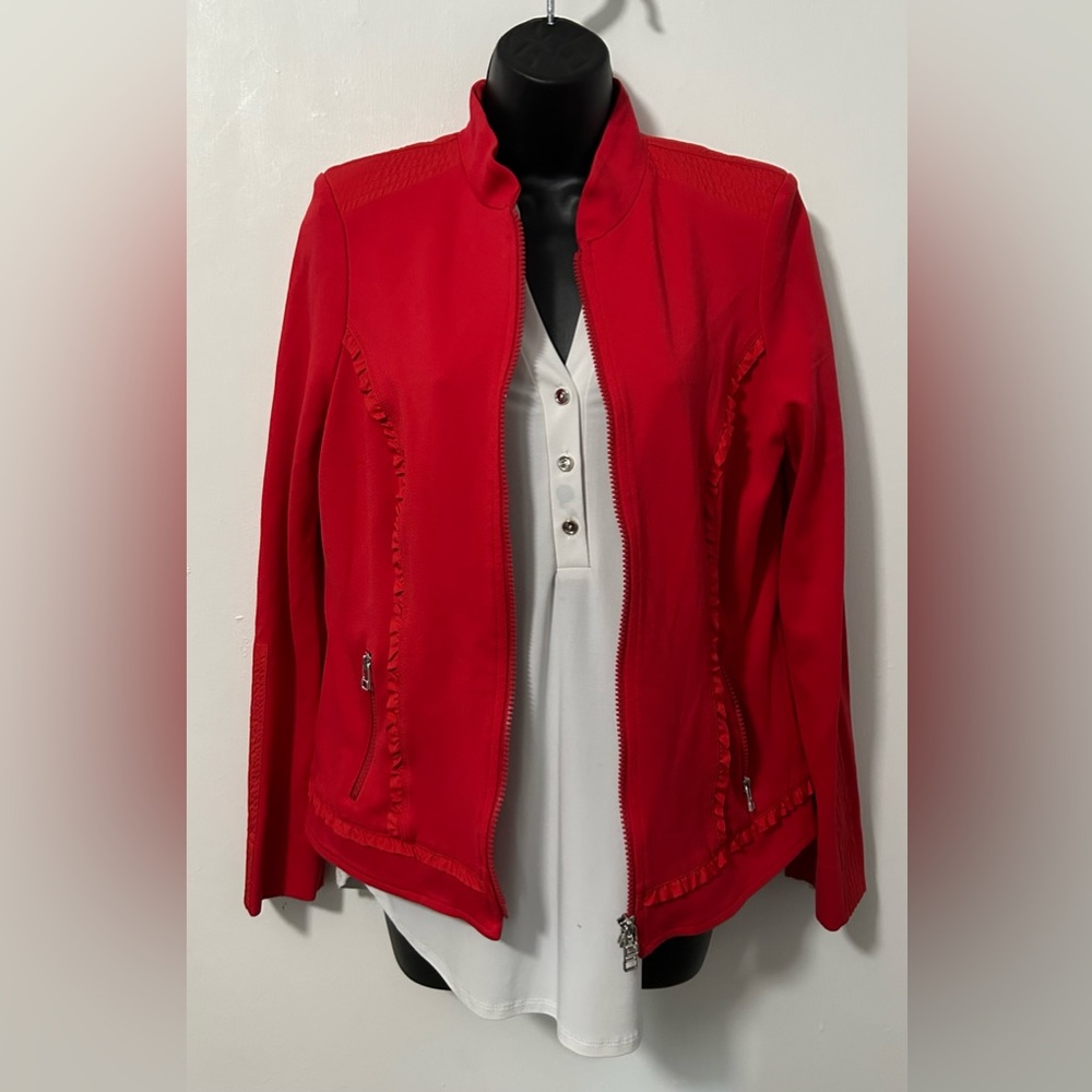 European jacket in Bright cherry red